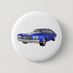 Bóton Redondo 5.08cm Chevelle 1970 SS: Revestimento azul: