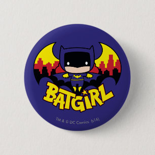 Bóton Redondo 5.08cm Chibi Batgirl com o Skyline & logotipo Gotham