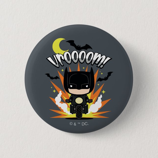 Bóton Redondo 5.08cm Chibi Batman Batcycle (Frente)