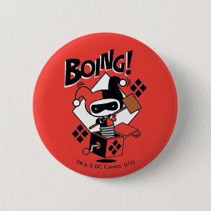 Bóton Redondo 5.08cm Chibi Harley-Quinn-In-A-Box Com Martelo