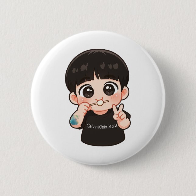 Bóton Redondo 5.08cm Chibi Music Pin – Golden Era Inspired Badge (Frente)