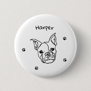 Bóton Redondo 5.08cm Chic French Bulldog Line Art: Edite seu texto