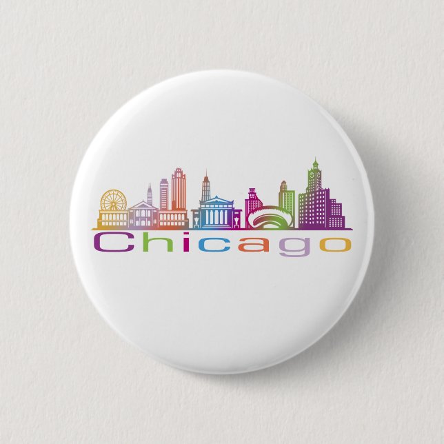 Bóton Redondo 5.08cm Chicago City Skyline Typografia Hoodie (Frente)