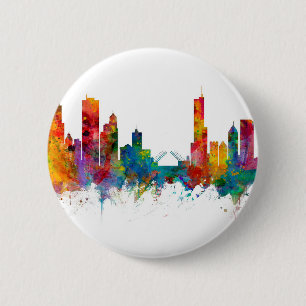Bóton Redondo 5.08cm Chicago Illinois Skyline