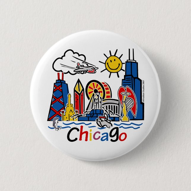 Bóton Redondo 5.08cm Chicago Kids Skyline (Frente)
