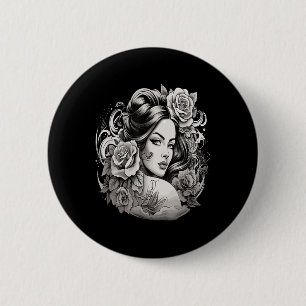 Bóton Redondo 5.08cm Chicano Chicana La Raza Barrio Tatuagem Art Death