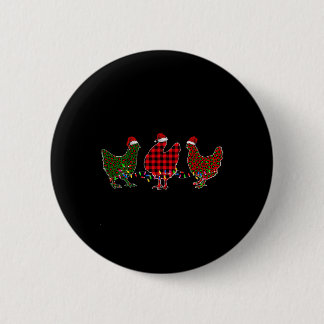 Bóton Redondo 5.08cm Chicken Merry Christmas Red Green Leopard Plaid Xm