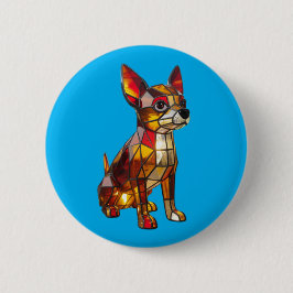 Bóton Redondo 5.08cm Chihuahua Stained Glass Button
