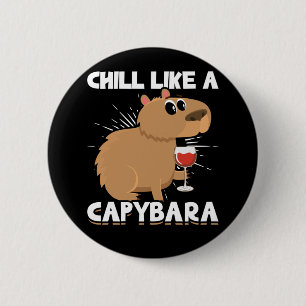 Bóton Redondo 5.08cm Chill Capybara Cute Animal Lover