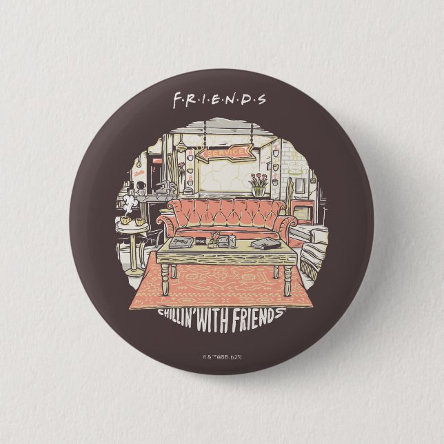 Bóton Redondo 5.08cm Chillin' com FRIENDS™ Cartoon (Frente)