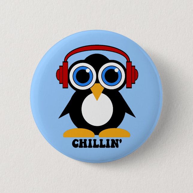 Bóton Redondo 5.08cm chillin do pinguim (Frente)