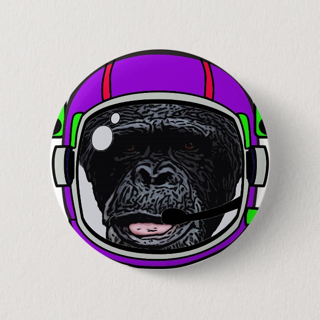 Bóton Redondo 5.08cm Chimp espacial (Frente)