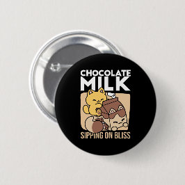 Bóton Redondo 5.08cm Chocolate Milk Sipping on Bliss – Kawaii Cat Food