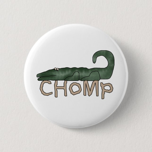 Bóton Redondo 5.08cm Chomp o camiseta e os presentes do jacaré (Frente)