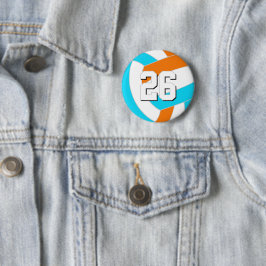 Bóton Redondo 5.08cm choose ANY team colors w jersey number volleyball