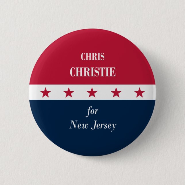 Bóton Redondo 5.08cm Chris Christie para Nova Jersey (Frente)