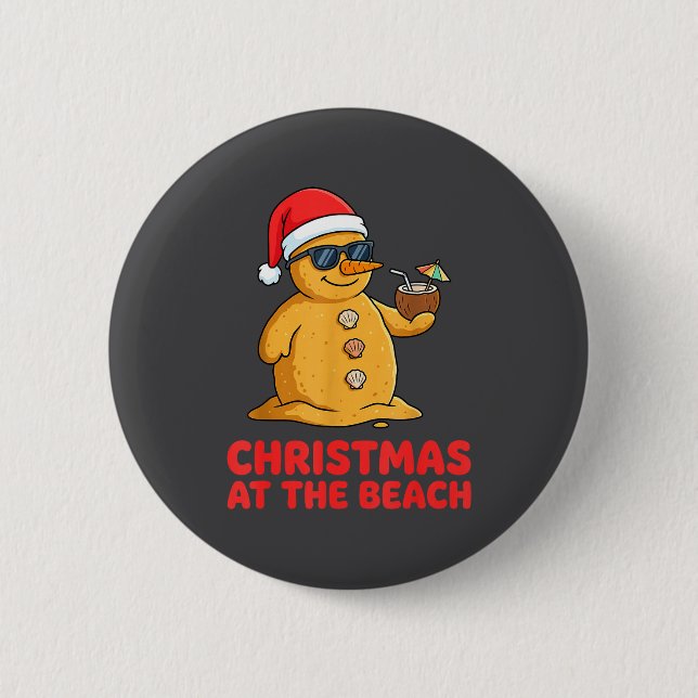 Bóton Redondo 5.08cm Christmas At The Beach Shirt Funny Sandman Trocal  (Frente)