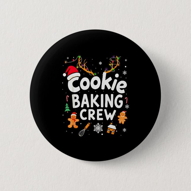 Bóton Redondo 5.08cm Christmas Cookie Baking Crew Family Baking Team Fu (Frente)
