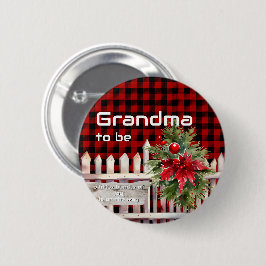 Bóton Redondo 5.08cm Christmas Fence Buffalo Plaid Grandma-to-be