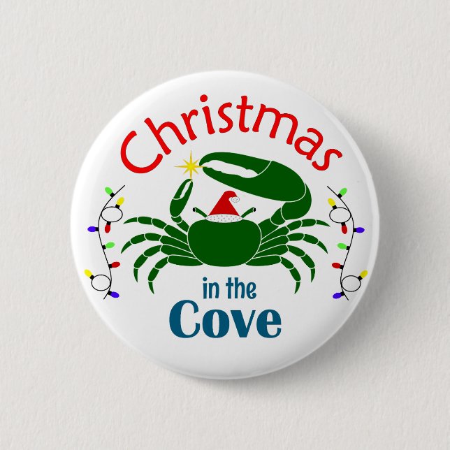 Bóton Redondo 5.08cm Christmas in the Cove Medium Button (Frente)