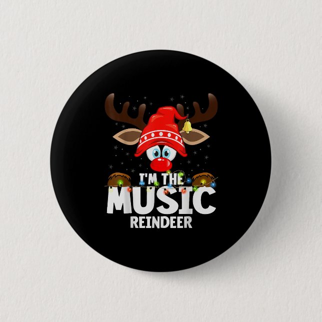 Bóton Redondo 5.08cm Christmas Matching I'm The Music Reindeer  (Frente)