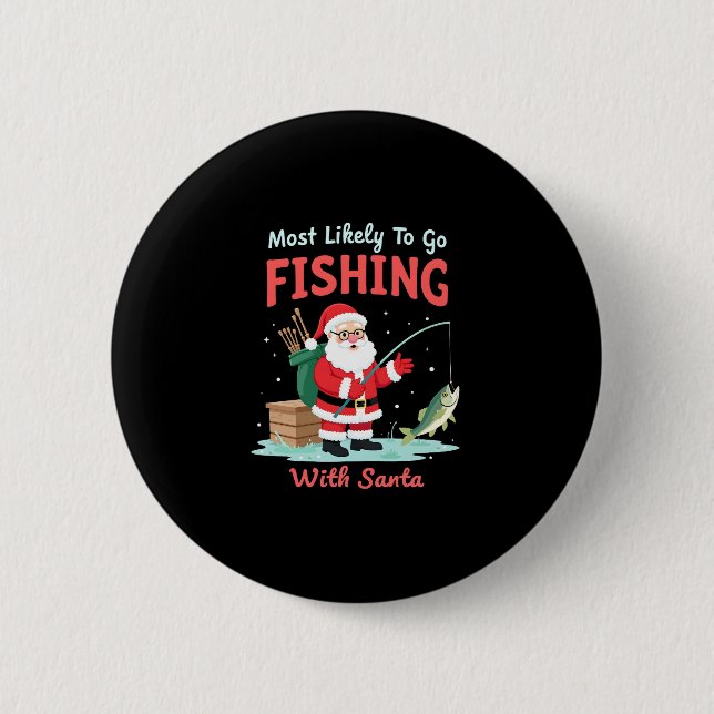 Bóton Redondo 5.08cm Christmas Merry Christmas For Gift Fishing Santa ( (Frente)