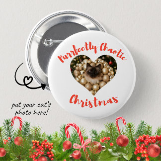 Bóton Redondo 5.08cm Christmas Personalized Cat Heart Photo Frame