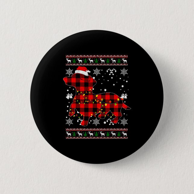 Bóton Redondo 5.08cm Christmas Shirt For Dachshund Lover Gift Santa Buf (Frente)