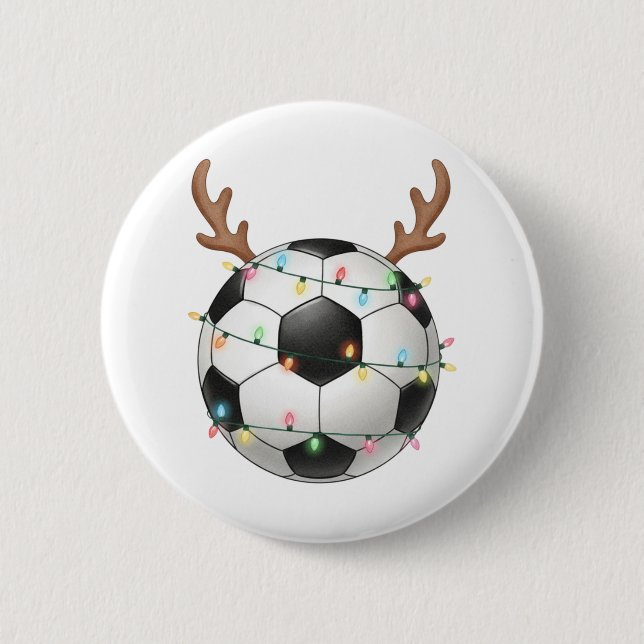 Bóton Redondo 5.08cm Christmas Soccer Reindeer Football Lights (Frente)