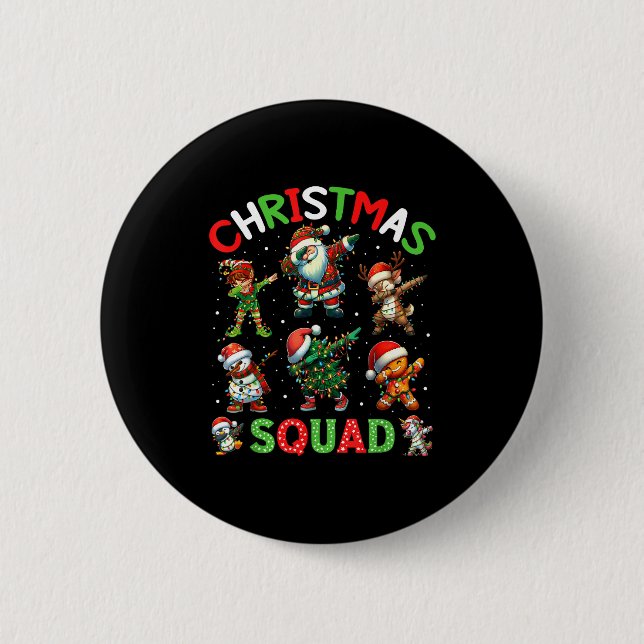 Bóton Redondo 5.08cm Christmas Squad Santa Dabbing Elf Family Matching  (Frente)