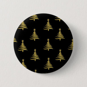 Bóton Redondo 5.08cm Christmas Trees Gold on Black