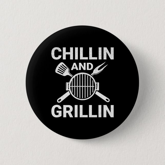 Bóton Redondo 5.08cm Churrasco de Chilling And Grilling BBQ  (Frente)