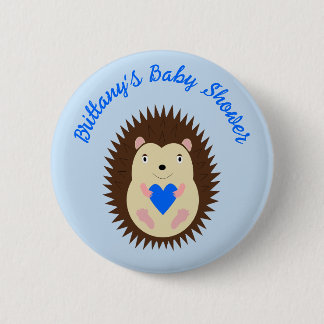Bóton Redondo 5.08cm Chuva de Bebê Menino Azul Coração Ourinho Chá de B