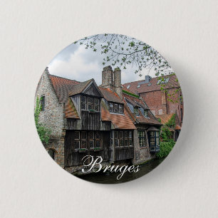 Bóton Redondo 5.08cm Cidade antiga de Bruges na Bélgica