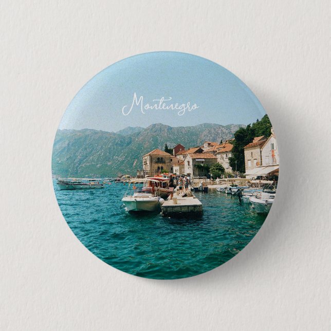 Bóton Redondo 5.08cm Cidade costeira de Perast, Montenegro (Frente)
