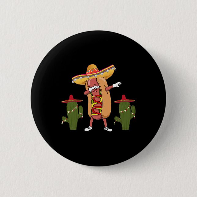 Bóton Redondo 5.08cm Cinco De Mayo Camisa Cactus Quente Dançando (Frente)