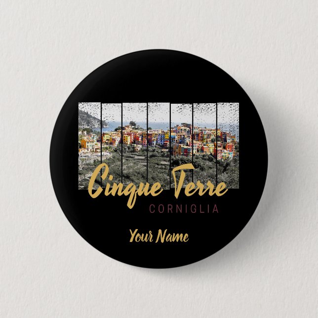 Bóton Redondo 5.08cm Cinque Terre Corniglia Riomaggiore - Itália (Frente)
