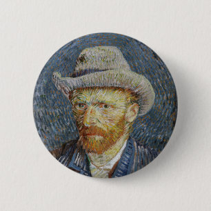 Bóton Redondo 5.08cm Cinza Autoretrato Van Gogh Sentiu Ódio Na Pintura