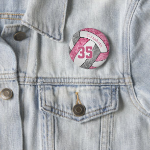 Bóton Redondo 5.08cm cinzas rosa garotas personalizadas de voleibol