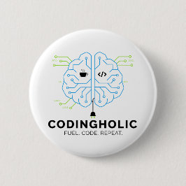 Bóton Redondo 5.08cm Circuit Board Brain Coder Pin Geek Tech Nerd