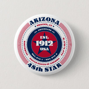 Bóton Redondo 5.08cm Círculo de Arizona Patriótico com Detalhes do Esta