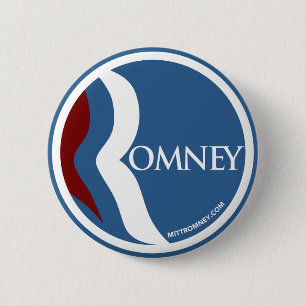 Bóton Redondo 5.08cm Círculo do logotipo de Mitt Romney "R" (azul)