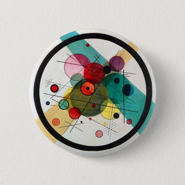 Bóton Redondo 5.08cm Círculos Wassily Kandinsky em um círculo (Frente)