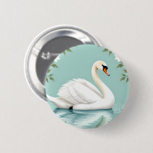 Cisne branco elegante floral azul