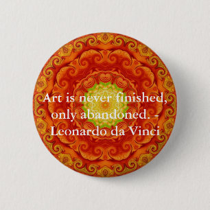 Bóton Redondo 5.08cm Citações da arte de Leonardo da Vinci