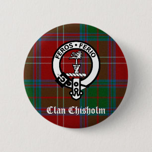 Bóton Redondo 5.08cm Clan Chisholm Tartan & Crest Crachá