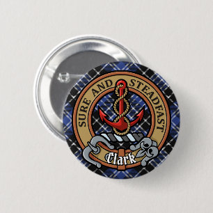 Bóton Redondo 5.08cm Clan Clark Crest sobre Tartan