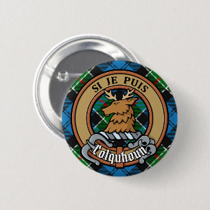 Bóton Redondo 5.08cm Clan Colquhoun Crest sobre Tartan