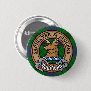 Bóton Redondo 5.08cm Clan Davidson Crest sobre Tartan
