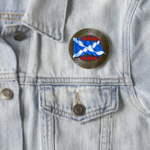 Bóton Redondo 5.08cm Clan Donnachaidh   Robertson Tartan Knot & Flag